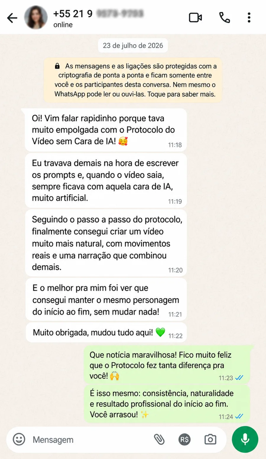 Depoimento real de aluno 1 do Protocolo do Vídeo sem Cara de IA