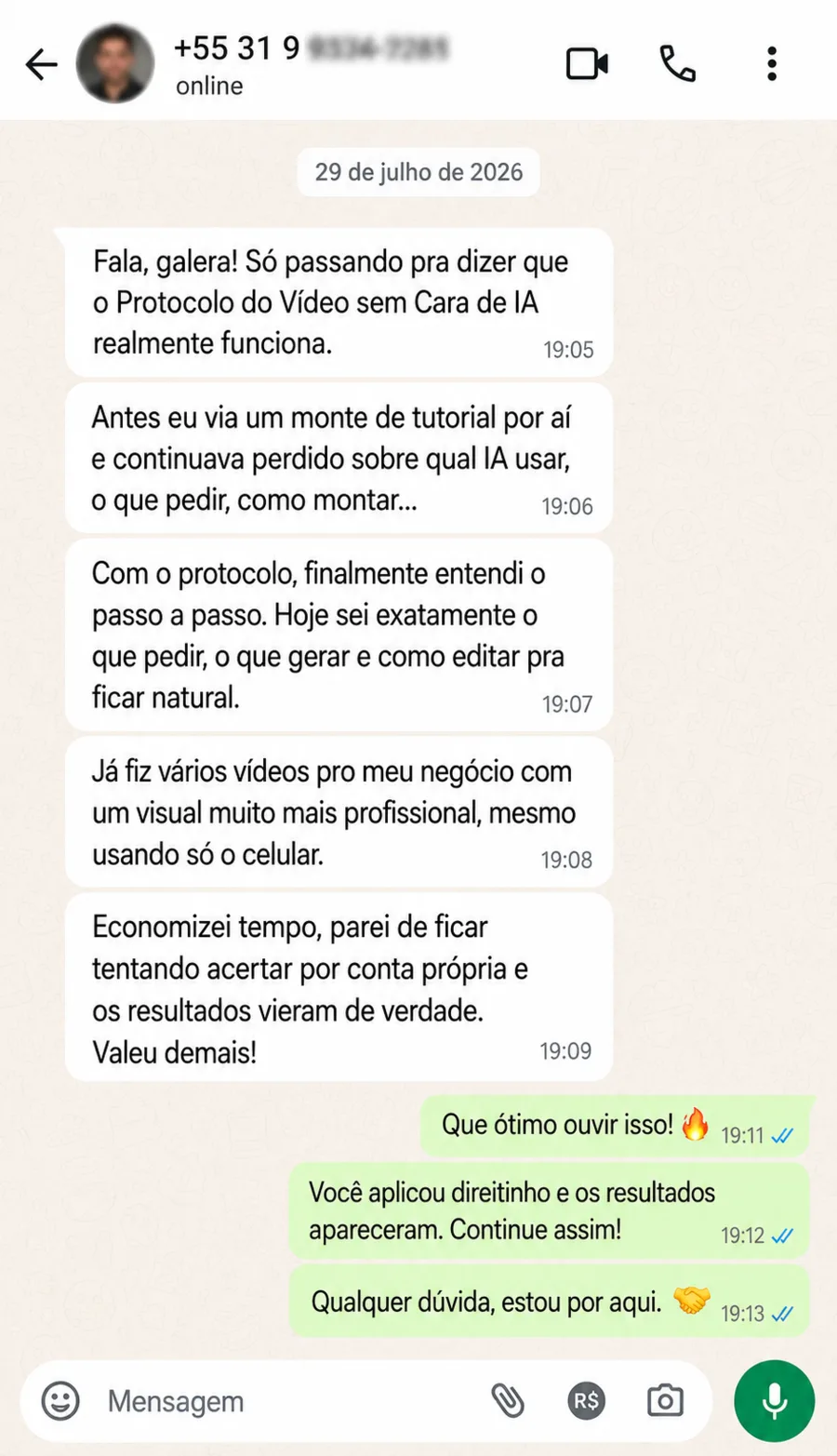 Depoimento real de aluno 3 do Protocolo do Vídeo sem Cara de IA