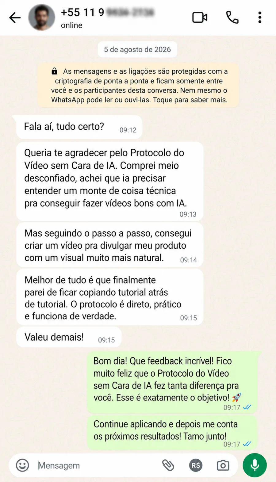 Depoimento real de aluno 4 do Protocolo do Vídeo sem Cara de IA